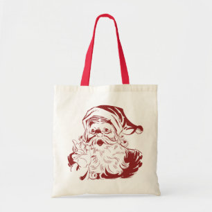 Bolsa Tote Natal Antigo, Papai Noel Alegre Retro em Vermelho