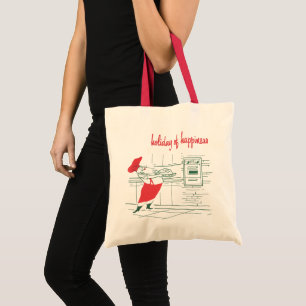 Bolsa Tote Natal Antigo, Papai Noel Chef e Peru