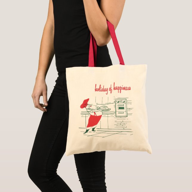 Bolsa Tote Natal Antigo, Papai Noel Chef e Peru (Frente (produto))
