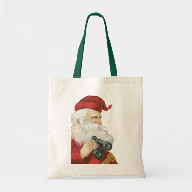 Bolsa Tote Natal Antigo, Papai Noel com Binóculos (Frente)