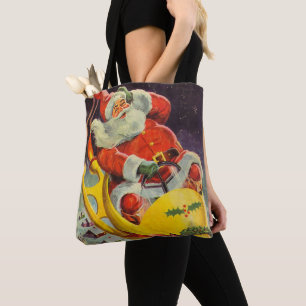 Bolsa Tote Natal Antigo, Papai Noel em uma Espaçonave