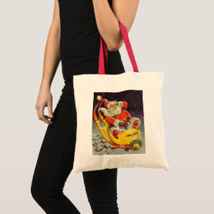 Bolsa Tote Natal Antigo, Papai Noel em uma Espaçonave