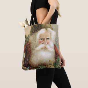 Bolsa Tote Natal Antigo, Papai Noel Vitoriano com Pinheiro