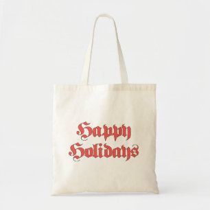 Bolsa Tote Natal Antigo, Texto Feliz Natal Letras Vermelhas