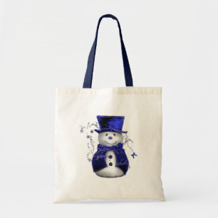 Bolsa Tote Natal azul do boneco de neve