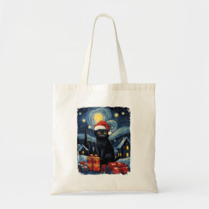 Bolsa Tote Natal Black Cat Starry Night Van Gogh Retro Ca