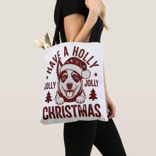 Bolsa Tote Natal Blue Heeler Holly Jolly Mãe de Cachorro Vint