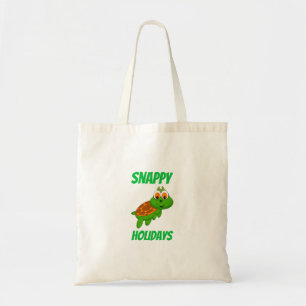 Bolsa Tote Natal bonito da tartaruga dos desenhos animados