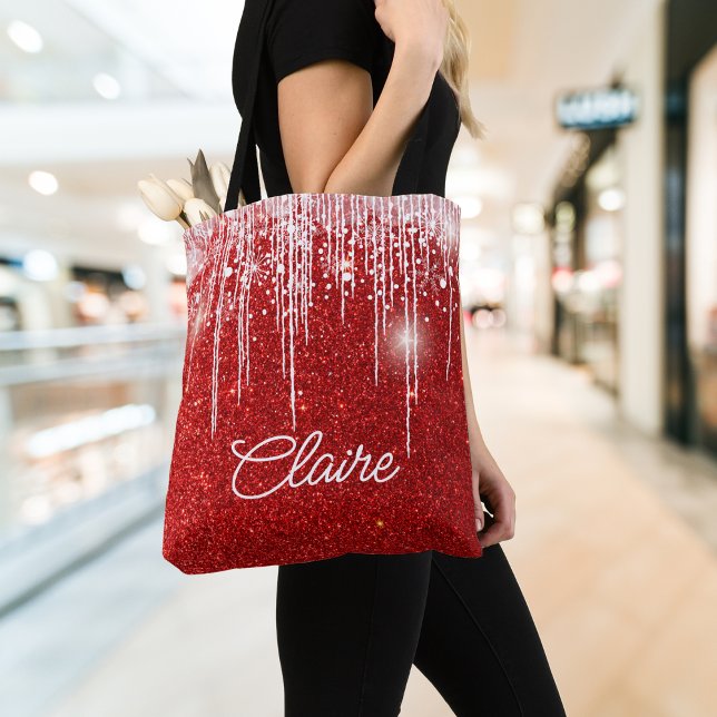 Bolsa Tote Natal Brilho Vermelho Moderno (Criador carregado)