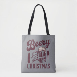 Bolsa Tote Natal Cervejoso Vintage Festivo Festa Homens Cerve