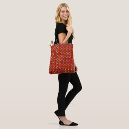 Bolsa Tote Natal Clássico Vermelho e Verde Geométrico Sem Cos