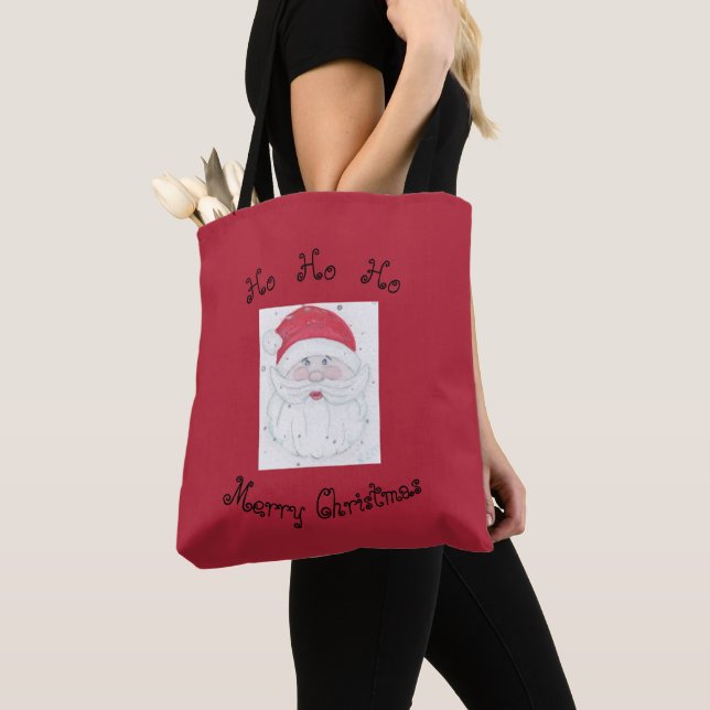 Bolsa Tote Natal Clause "Ho Ho Ho Ho" (Close Up)
