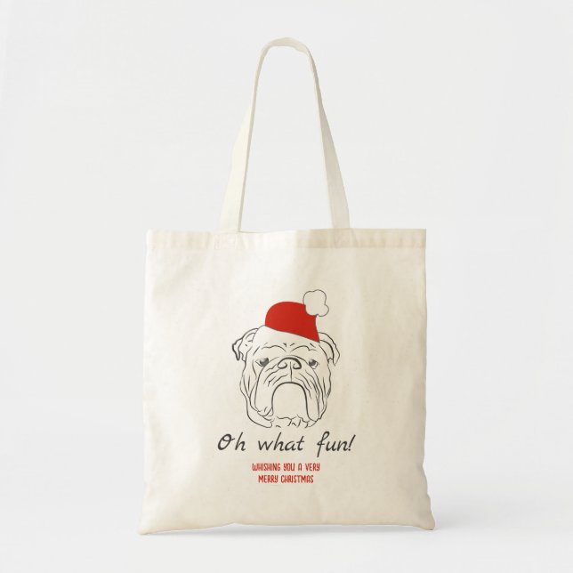 Bolsa Tote Natal com Bulldog Inglês (Frente)