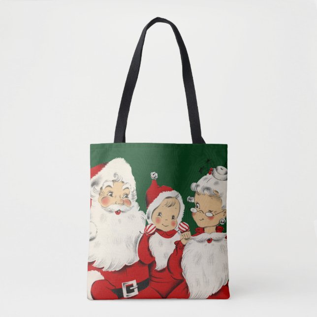 Bolsa Tote Natal da família de papais noeis (Frente)