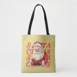 Bolsa Tote Natal da Mostarda Vermelha do Papai Noel, tradicio