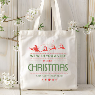 Bolsa Tote Natal da rena   do papai noel do Feliz Natal