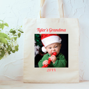 Bolsa Tote Natal da Vovó com Duas Fotos 