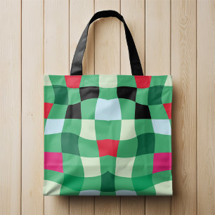 Bolsa Tote Natal da Xadrez Tartan Colorida Moderna