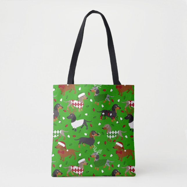 Bolsa Tote Natal Dachshund Todos os Casacos Tot Bag (Frente)