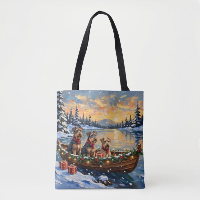 Bolsa Tote Natal de barco de Natal do Airedale Terrier (Frente)