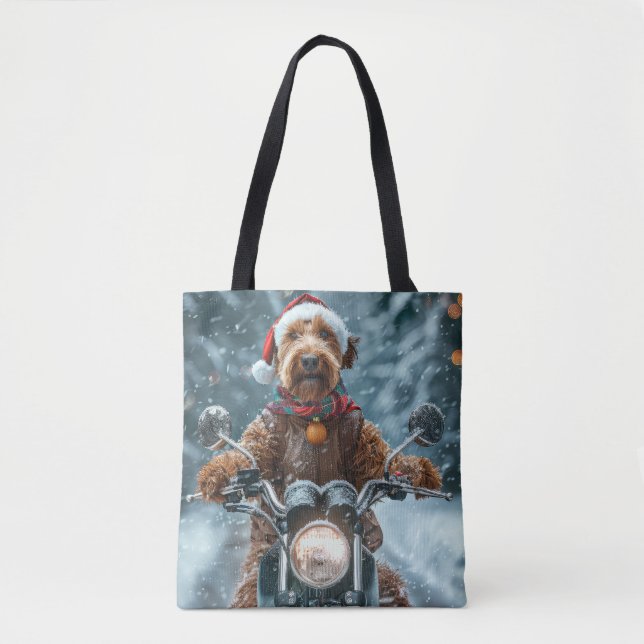 Bolsa Tote Natal de Motocicleta Airedale Dog (Frente)