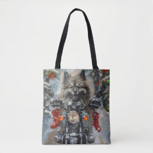 Bolsa Tote Natal de Motocicleta de Keeshond