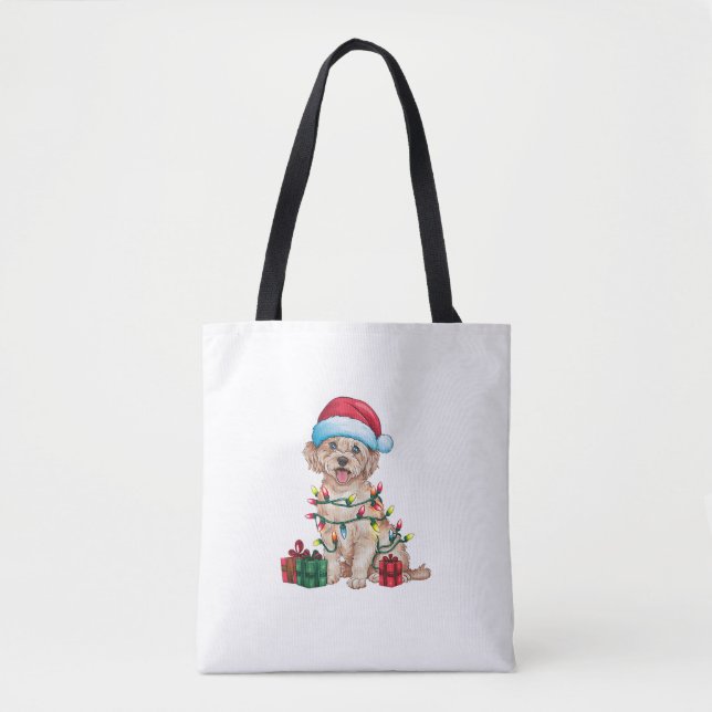 Bolsa Tote Natal de Santa Hat Maltês (Frente)