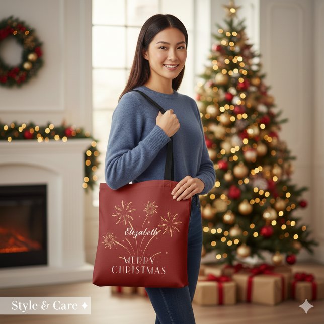 Bolsa Tote Natal Decorativo Alegre Frio Férias (Warm Merry Christmas Decorative Holiday Tote Bag)