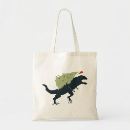 Bolsa Tote Natal Dinossauro Divertido e Festivo