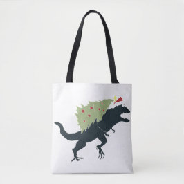 Bolsa Tote Natal Dinossauro Divertido e Festivo