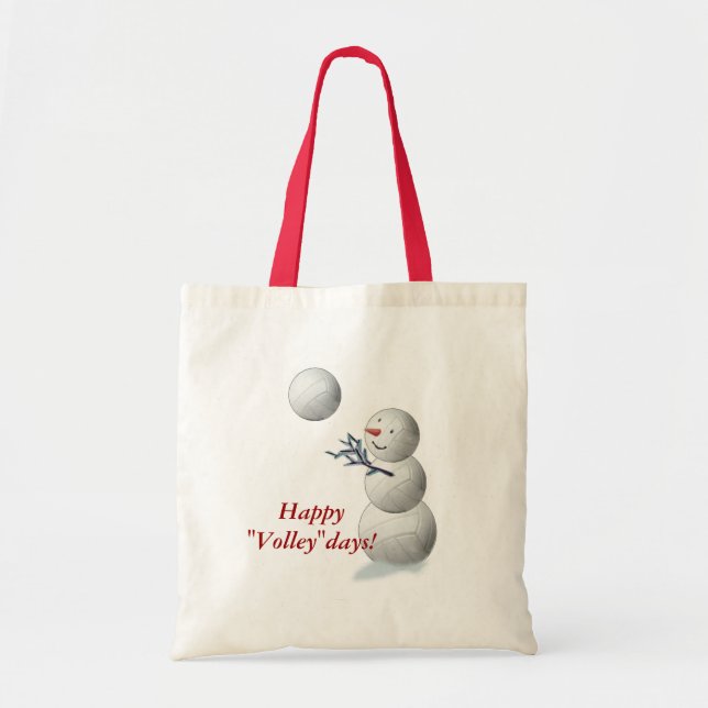 Bolsa Tote Natal do boneco de neve do voleibol (Frente)