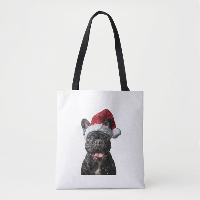 Bolsa Tote Natal do Buldogue Francês (Frente)