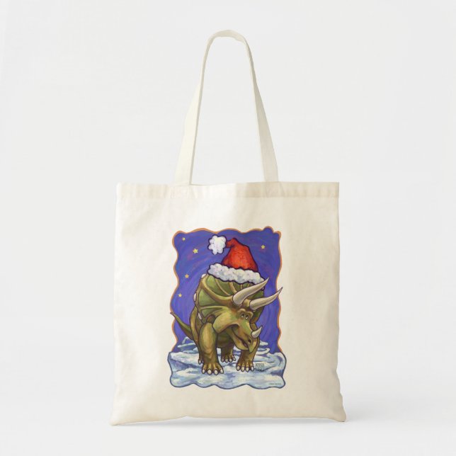 Bolsa Tote Natal do Triceratops (Frente)