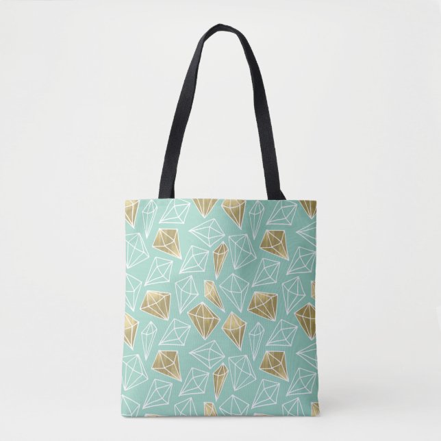 Bolsa Tote Natal dos Diamantes Dourados do Chic Mint (Frente)