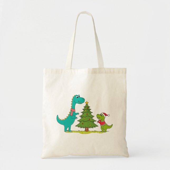 Bolsa Tote Natal dos dinossauros (Frente)