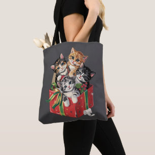 Bolsa Tote Natal dos Gatos Retro Amante de Gatos Vintage dos