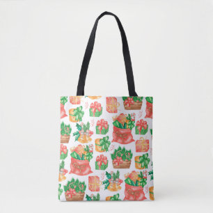 Bolsa Tote Natal e Ano Novo ininterruptos com um fone