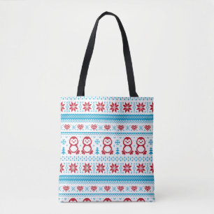 Bolsa Tote Natal e teste padrão feito malha inverno