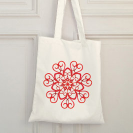 Bolsa Tote Natal elegante, estético vermelho-branco
