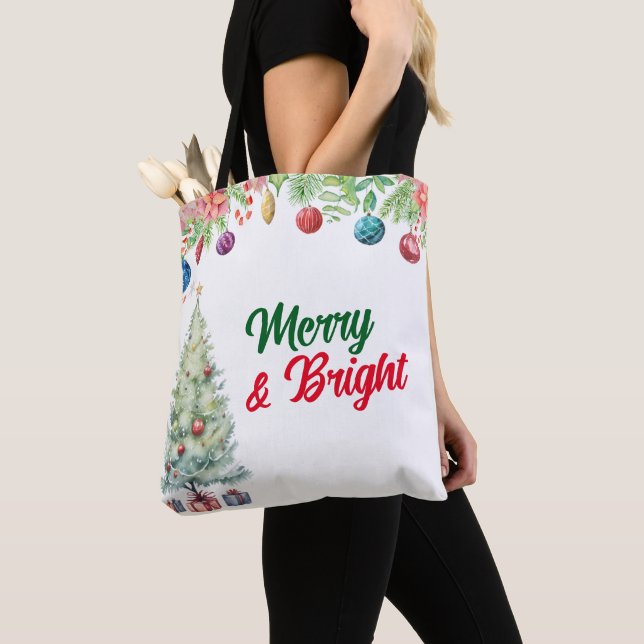 Bolsa Tote Natal em aquarela  (Close Up)