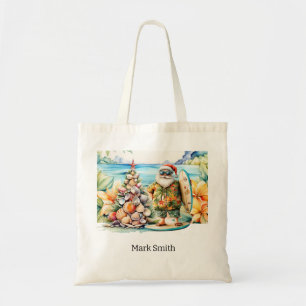 Bolsa Tote Natal em julho com Papai Noel em Praia