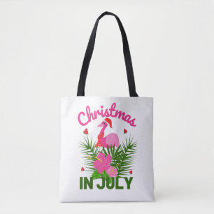 Bolsa Tote Natal em julho flamingo de verão fofo