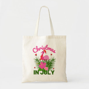 Bolsa Tote Natal em julho flamingo de verão fofo
