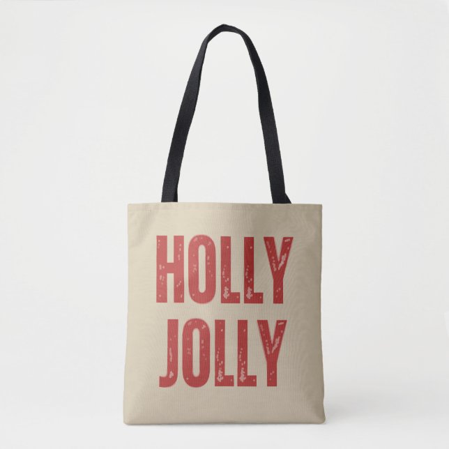 Bolsa Tote Natal Familiar Retro Alegre Correspondente  (Frente)