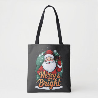 Bolsa Tote Natal - "Felizes e Papais noeis Brilhantes"
