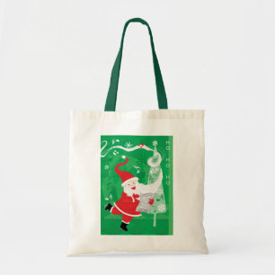 Bolsa Tote Natal fofo, Papai Noel cantando e dançando