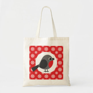 Bolsa Tote Natal / Inverno Robin Flocos de Neve Vermelho