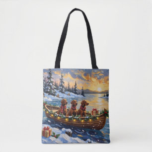 Bolsa Tote Natal Irlandês Setter Vermelho Barco Férias
