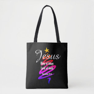 Bolsa Tote Natal JESUS LORD OF LORDS Personalizado NEGRO