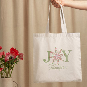 Bolsa Tote Natal Joy Typografia Festiva Whimsical